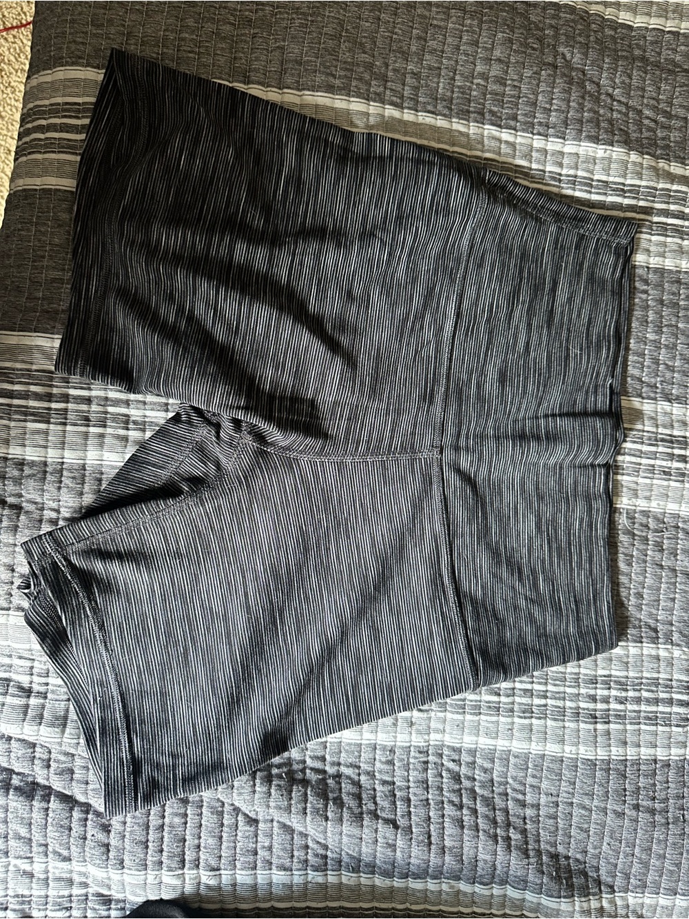 lululemon athletica Black & Gray Striped Bike Shorts